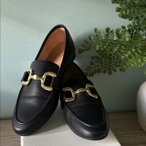 a new day Black Loafers with Gold Buckle size 7.5